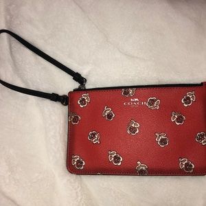 COACH Red Floral Wristlet